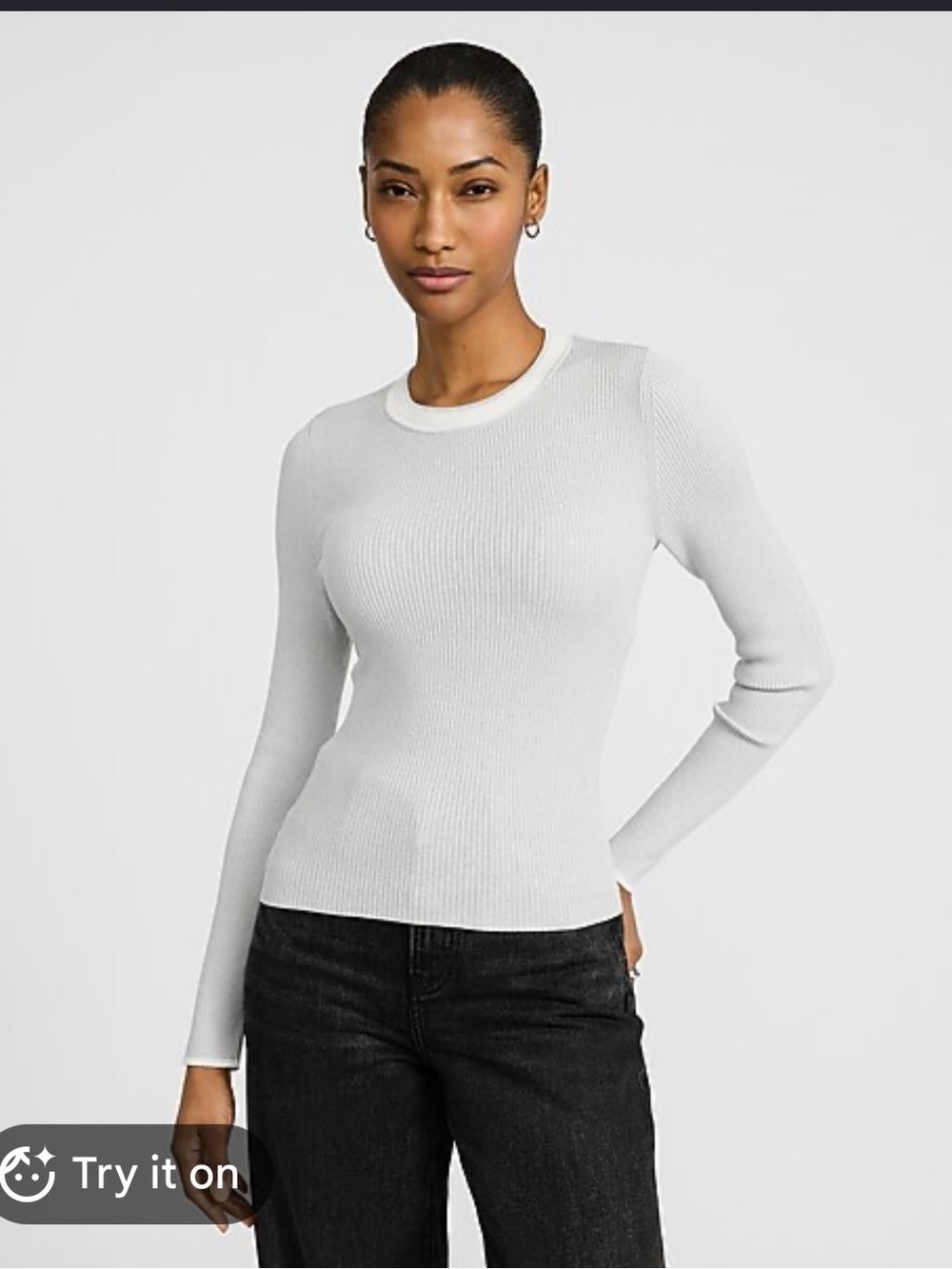 Express Gray Ribbed Knit Top